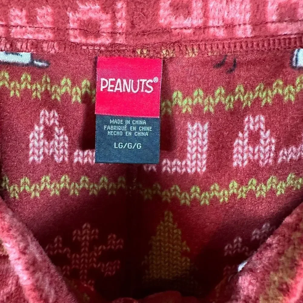 Peanuts Holiday Snoopy Pajama ￼Fleece Pants Men’s Size Large